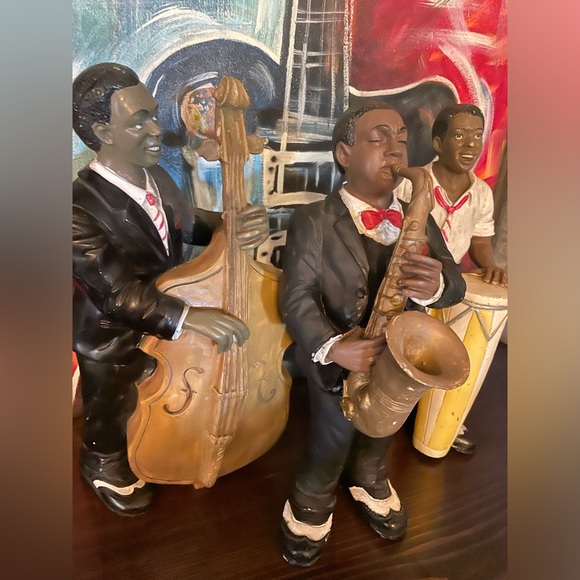 Vintage African American Jazz Musician Band Statue Figures Set Of 3 🎶🎼🎵 - Picture 9 of 12